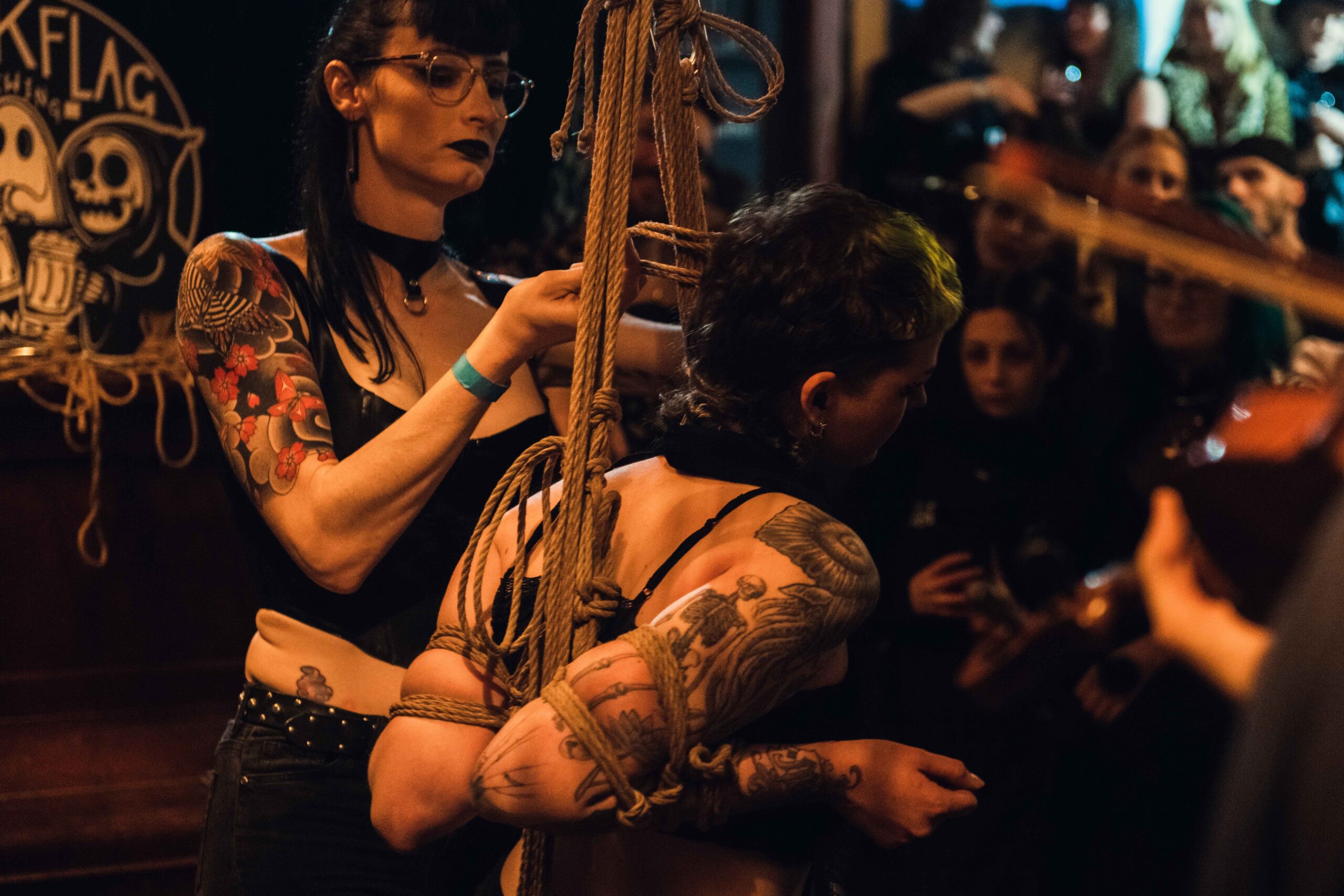 Join inclusive rope bondage events with Jute Rope Claire. Private tuition and high-quality jute rope available.